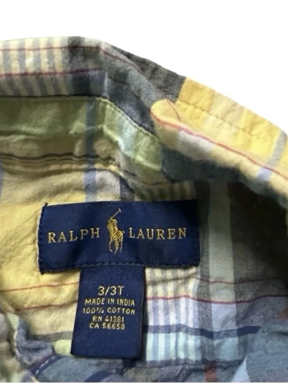 Toddler Boy Ralph Lauren Plaid Short Sleeve Button Down Shirt Size 3T Summer